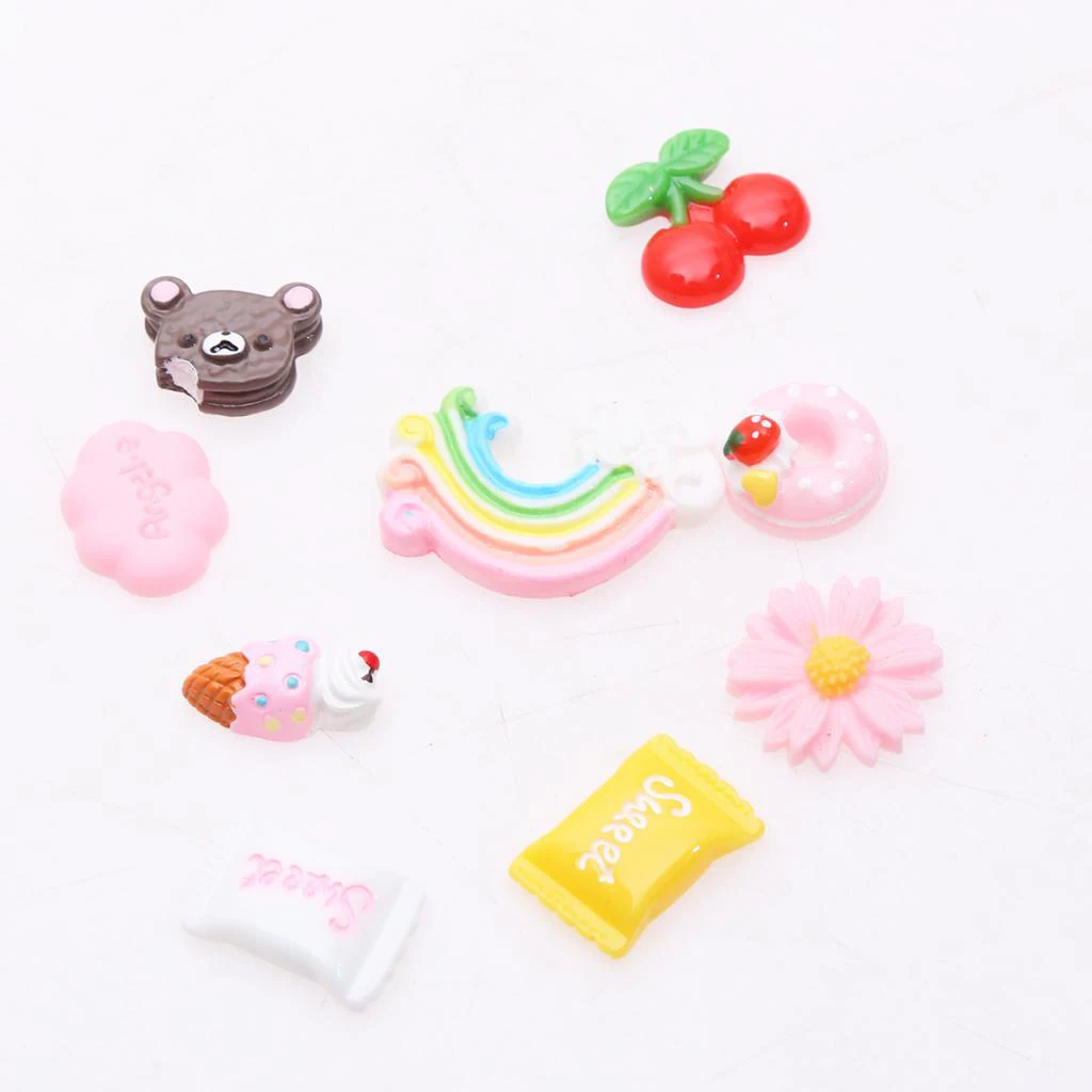 30pcs Kawaii Resin Flatback Cabochons Decoden Charms DIY Scrapbooking Phone Decor Embellishments