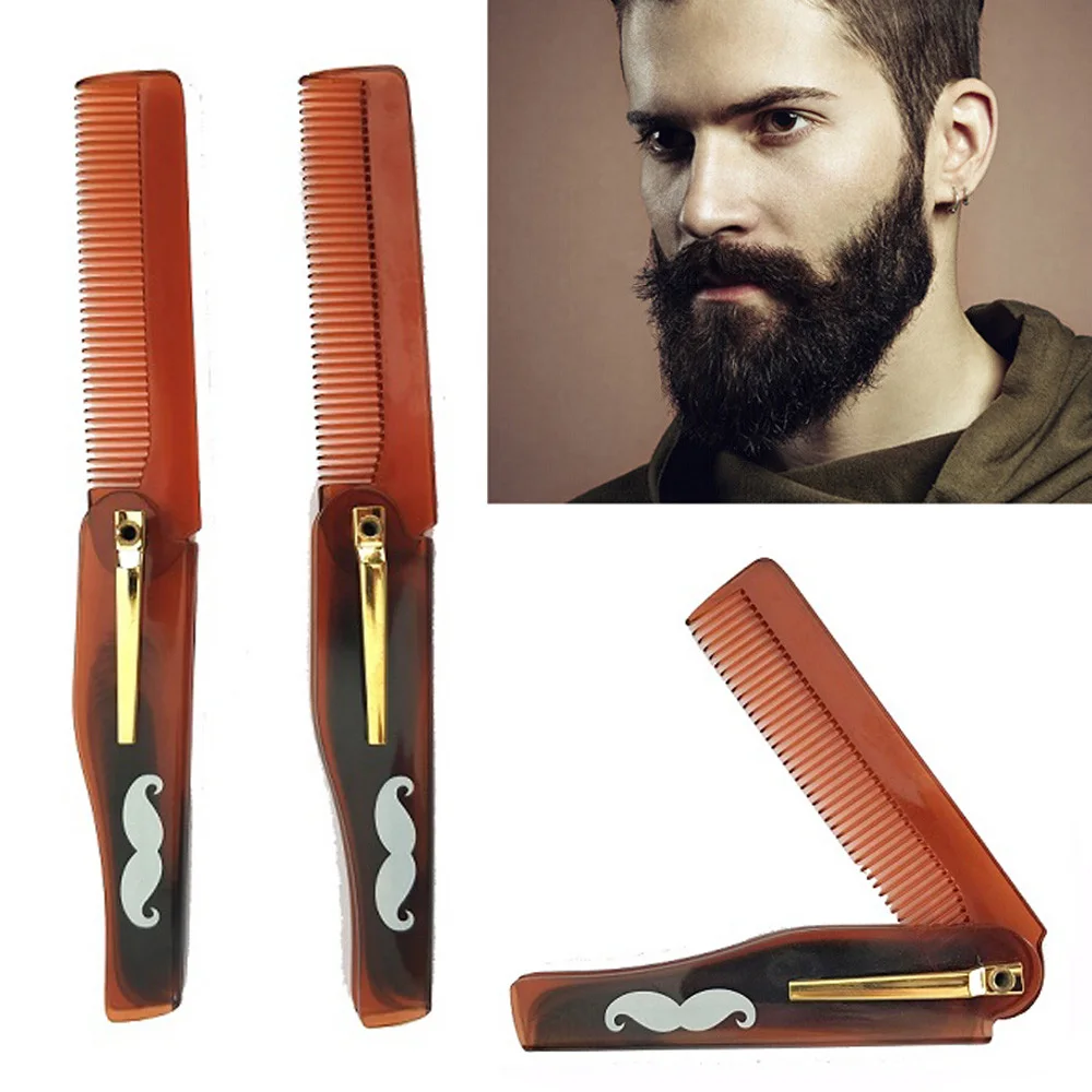 

1PCS Plastic Fold Comb Pocket Size Beard/Hair Mini Comb For Men Moustache/ Hair Care Gift Engrave Logo 3.6inch