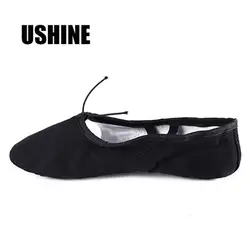 USHINE EU22-45 холст черный Йога Zapatos De Punta De балетные тапочки с изображением танца на пуантах для девочек Дети Для женщин