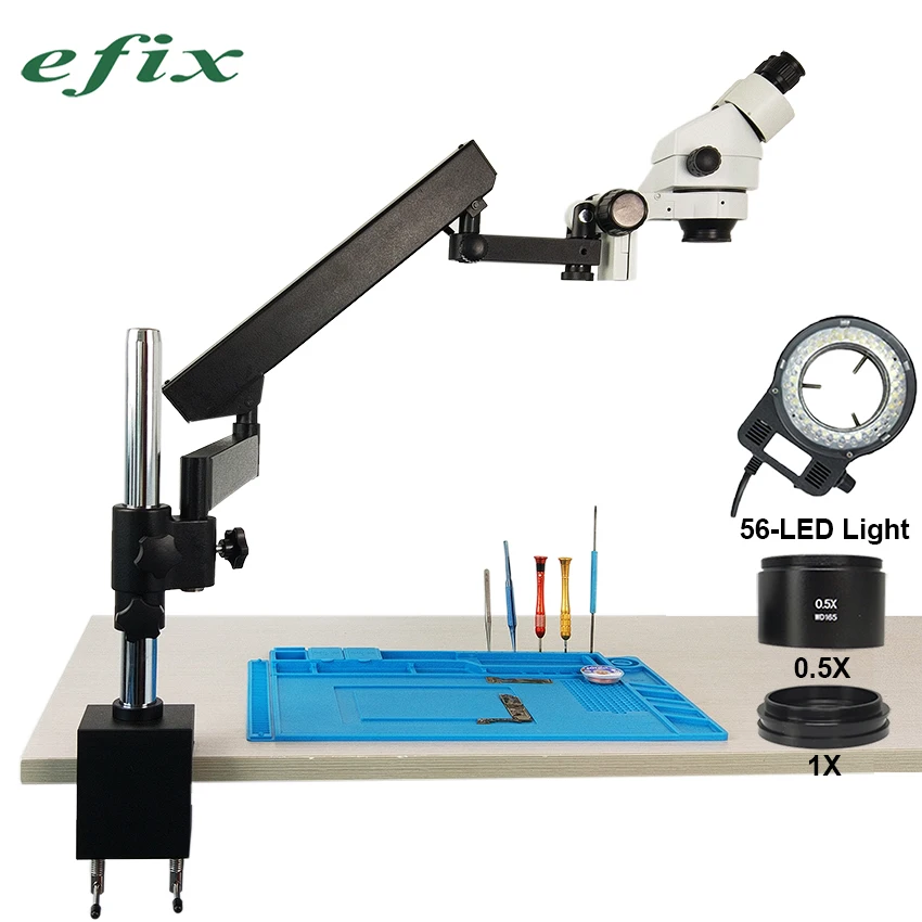 efix Binocular Stereo Solder Articulating Arm Pillar Clamp Microscope 3