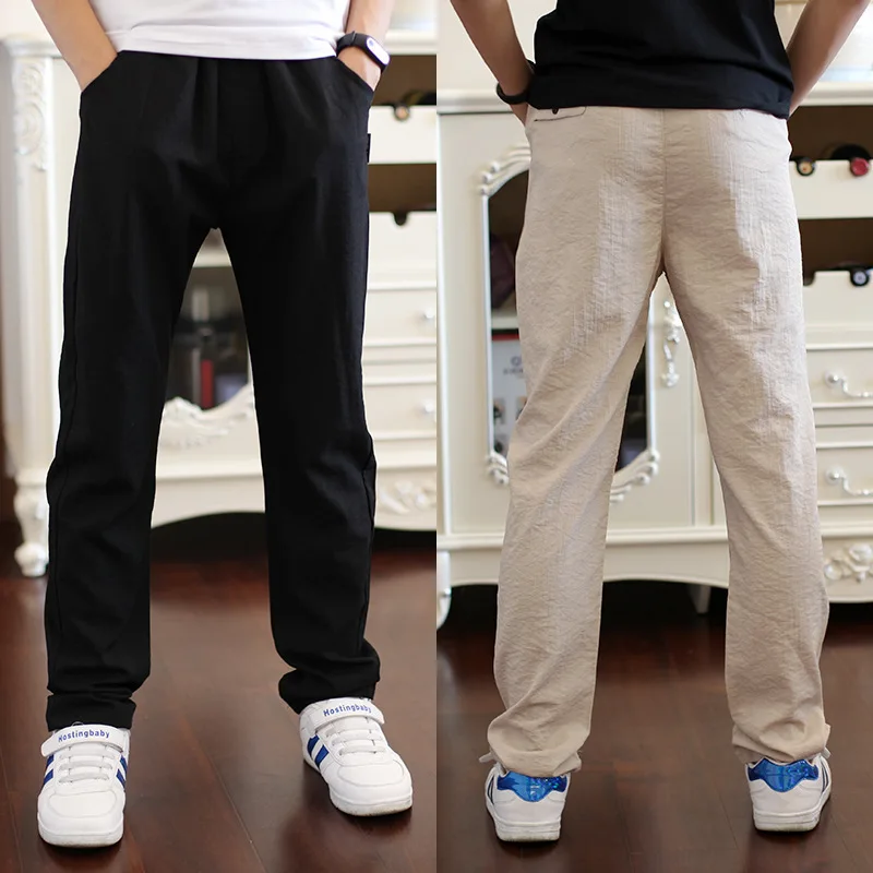 

4-18T Summer Pants For A Boy Sweatpants 2019 New Casual Solid Elastic Waist Boys Pants Cool And Breathable Children Clothes