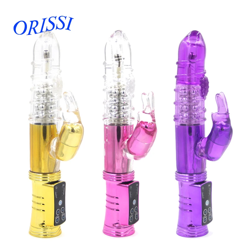 ORISSI Multi Speeds Vibrating Rabbit Vibrators G Spot font b Dildo b font Rotation Sexy Telescopic