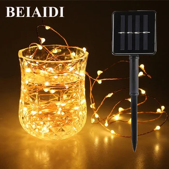 

BEIAIDI 20M Solar Powered String Light 200 Led Copper Wire Outdoor Fairy Light for Christmas Garden Patio Home Holiday Decor