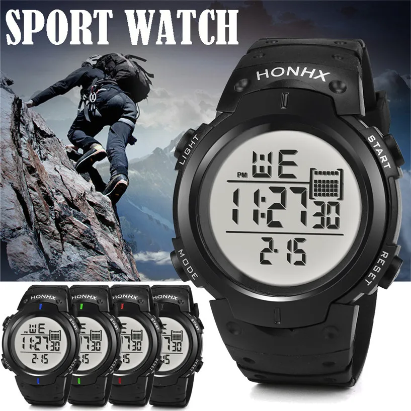 

HONHX Fashion Men's Military LED Digital Date Countdown Timer Sport Quartz Wrist Watch Relogio Masculino wristwatch #0907