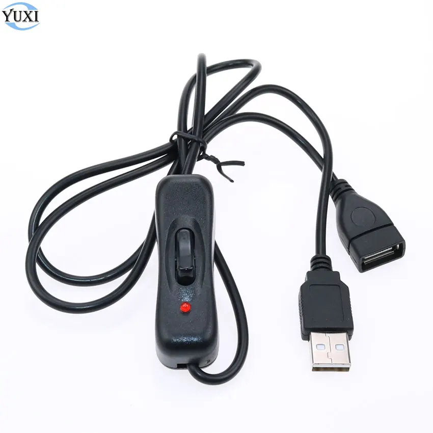 USB кабель YuXi 1 м 2 0 A штекер гнездо удлинитель черно белый с переключателем