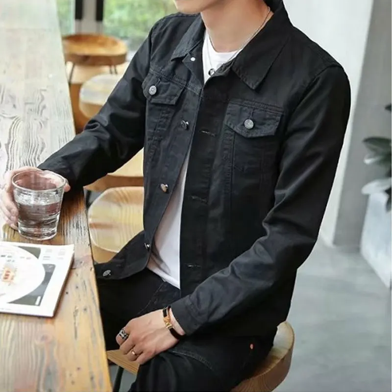 Men's jacket 2020 New Modis Men's Denim jacket Korean version of the Slim Men's Black jacket trend Handsome Student jacket Men's jacket 2020 New Modis Men's Denim jacket Korean version of the Slim Men's Black jacket trend Handsome Student jacket