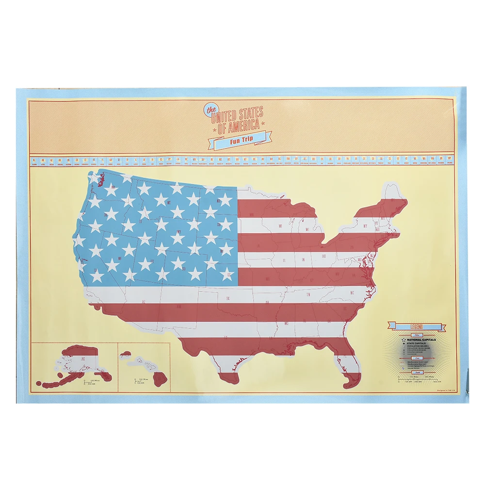 

American Scratch Map US Version travel Poster Map Home Wall Sticker Maps