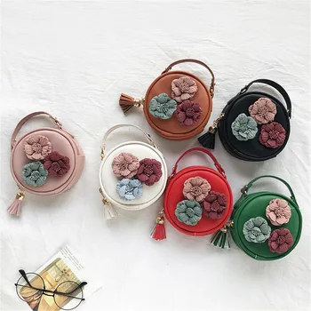 

Ladies Bags Children Mini Tassel Circle-Shape Floral Handbag Shoulder Messenger taschen women bolsa masculina sac femme