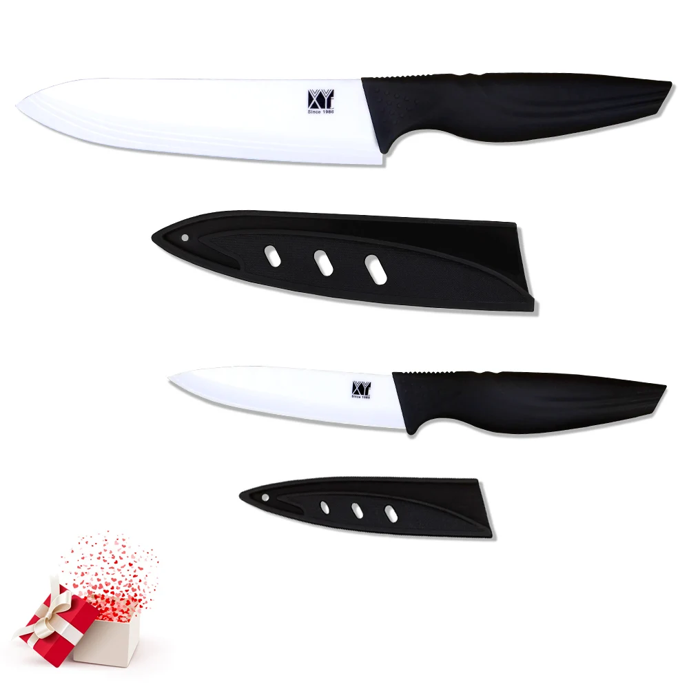 XYJ Brand Ceramic Blade 4 Inch Utility Knife 6 Inch Chef Knife Black