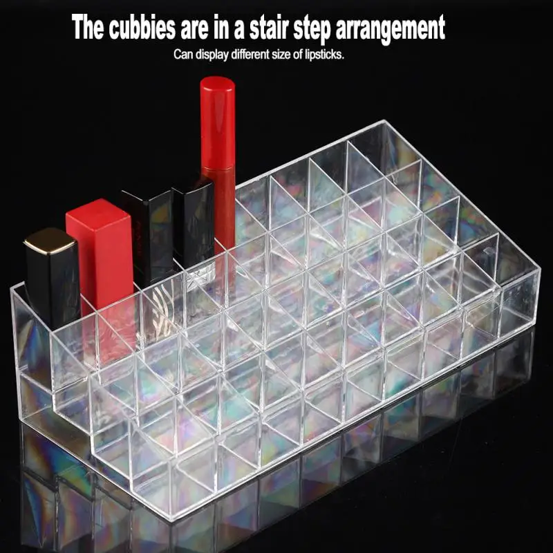 

New 36 Grids Transparent Lipstick Cosmetic Tool Display Case Storage Box Nail Brush Container Organizer Jewelry Storage Display