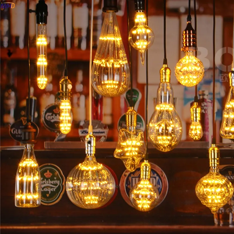 

IWHD All Star Bombillas Vintage Retro Lamp Light Bulb E27 2W 220V Industrial Decoration Ampoule LED Edison Bulb Lamp Ampul
