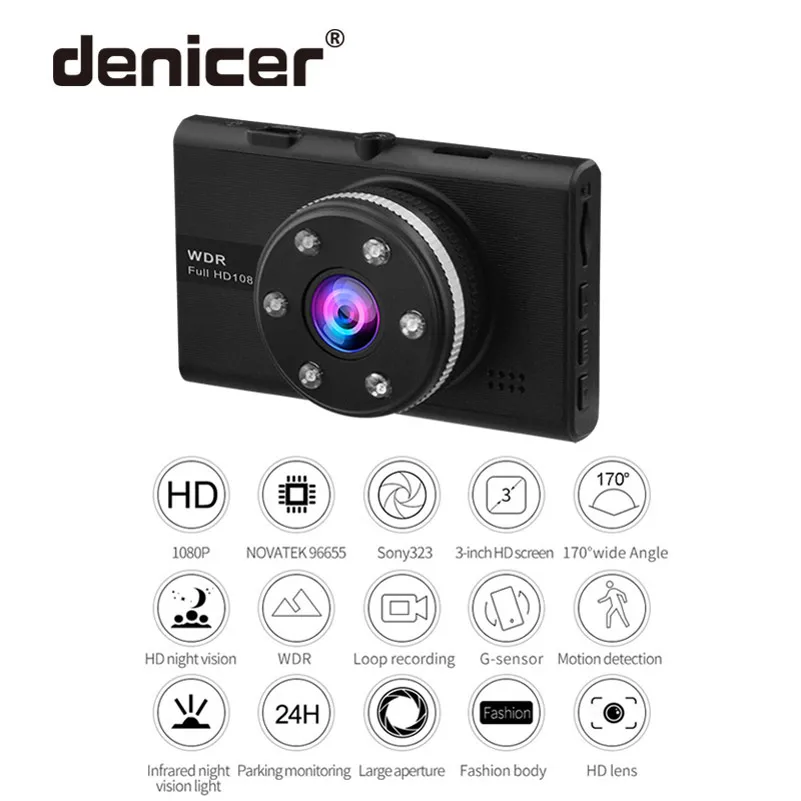 Автомобильный видеорегистратор FULL HD 1080P DVR 3 0 дюймовый экран Dashcam 170 градусов