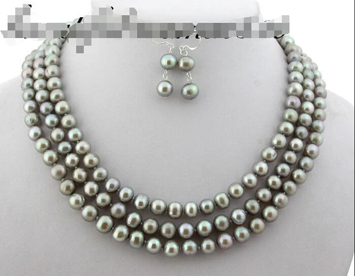 

Hot sell Noble- z1161 9mm gray round FW pearl necklace earring magnet clasp (A0423)