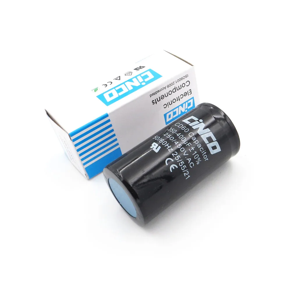 

350-400uF 250-450V AC Appliance Motor Start Run Capacitor CD60 Air Compressor Capacitors Heavy Duty Electric Motor Starting
