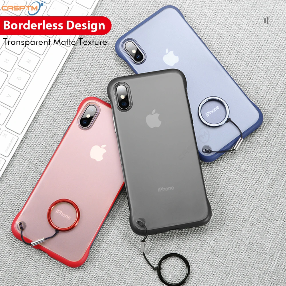

Frameless Transparent Matte Hard Phone Case For iPhone XS Max Cover For iPhone X 7 6 6S 8 Plus XS Max With Keychain Cases