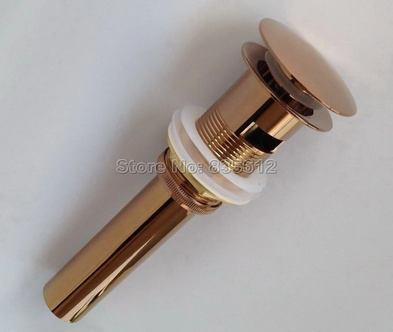 

Rose Gold Color Brass Large Round Cap Pop UP Sink Basin Waste / Drain With Overflow Wsd040