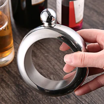 

Fashion Bracelet Flask Creative Hidden Stainless Steel Wine Bangle with Funnel (Silver)