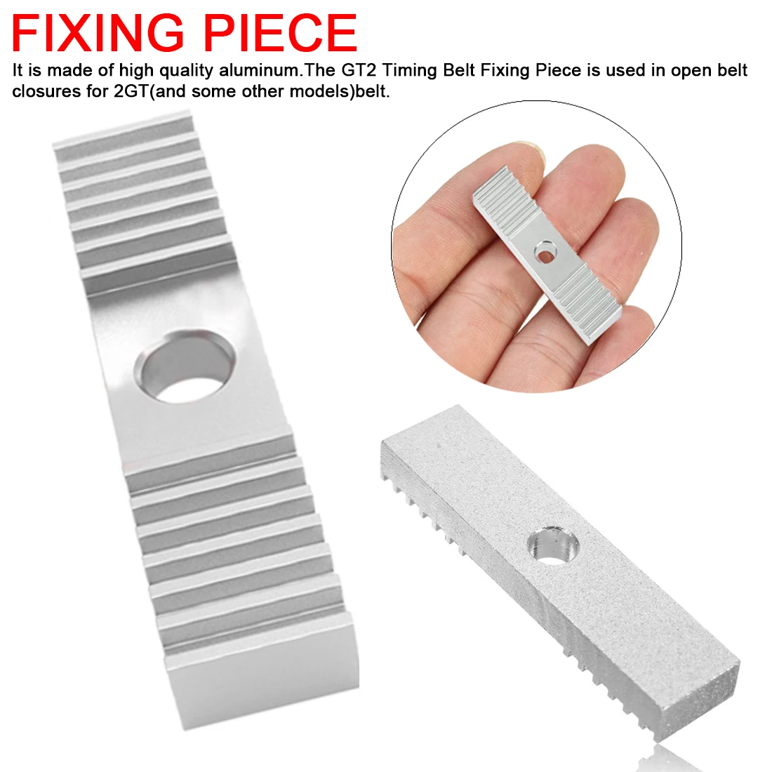 

Aluminum Tooth Piece for 3D Printer CNC Timing Parts GT2 Timing Belt Fixing Piece Tooth Pitch Clamp Belt