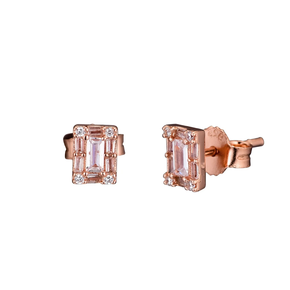 

2018 Christmas Real 925 Sterling Silver Earrings for Women Luminous Ice Stud Earrings Rose Gold Original Jewelry DIY Making