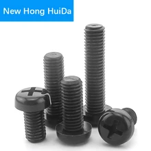 M8 Black Nylon Round Pan Head Machine Screw Metric Cross Recessed Phillips Plastic Thread Bolts m8 black nylon phillips pan head machine screw insulation screw