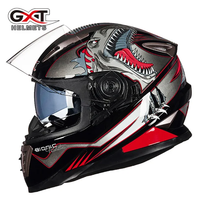 GXT 999 мотоциклетный шлем с двойными линзами для всего лица с защитной системой блокировки мотоциклетный шлем Moto Casco - Цвет: Небесно-голубой