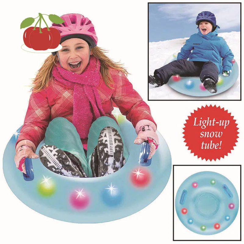 

LED Illuminate Ski Circle with Handle Inflatable Flash Ski Circle of Snow Tube Skiing Thickened Size Circle Snow Water Ski