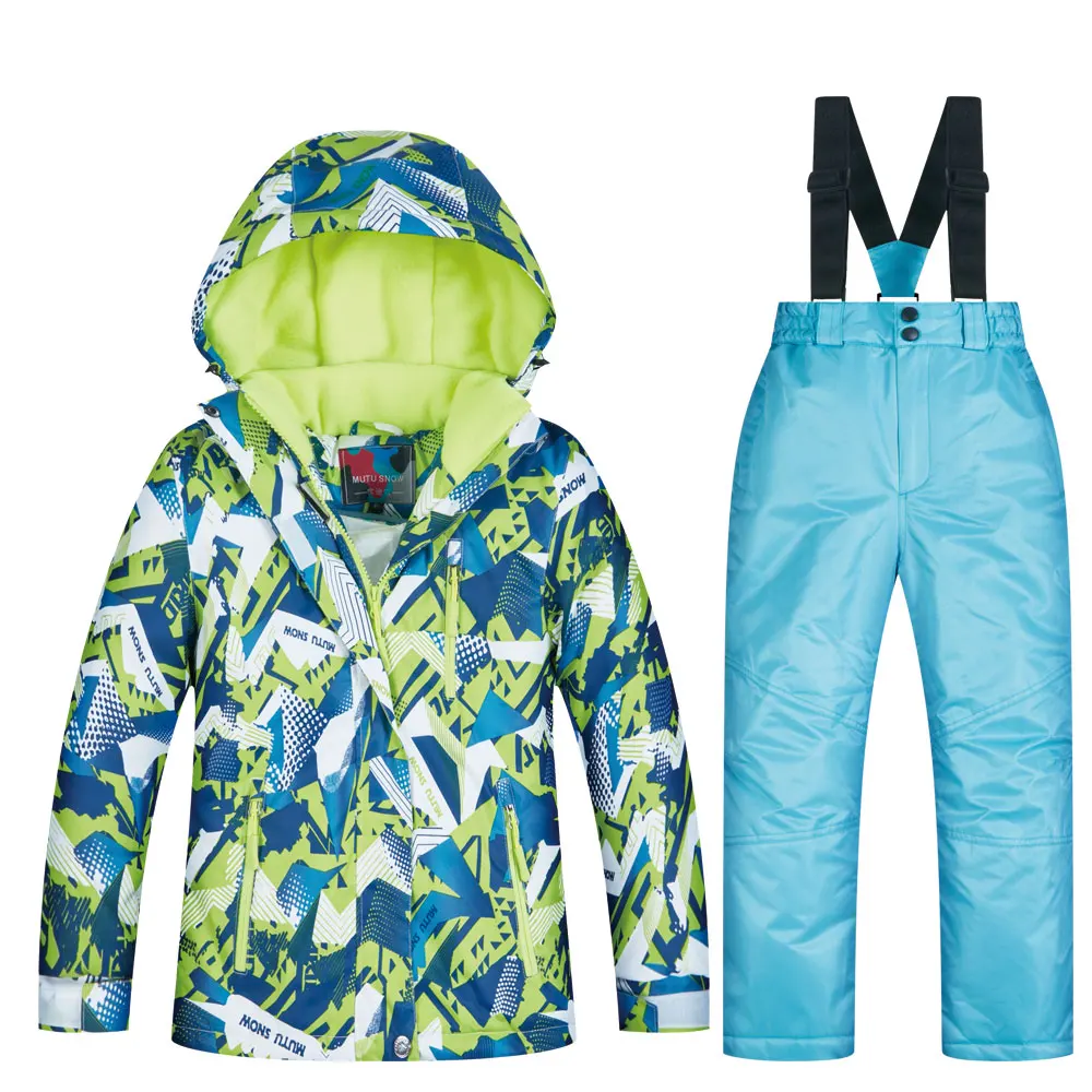 بدلة تزلج الأطفال العلامة التجارية الجديدة عالية الجودة الأطفال يندبروف للماء snowsuit الشتاء صبي تزلج و على الجليد سترة