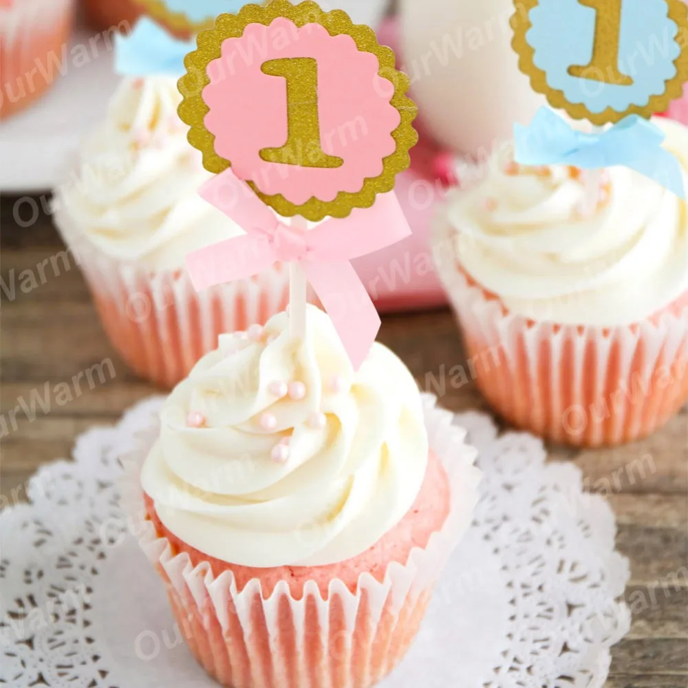 OurWarm 10 шт./лот топперы для торта круглый день рождения украшение 1 год первый день рождения детей кекс «сделай сам» Топпер поставки