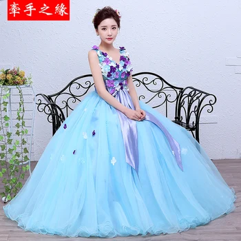 

V Neck Quinceanera Dresses Floor Length Custom Size and Color Tulle Ball Gown Party Gowns vestido de quinceanera