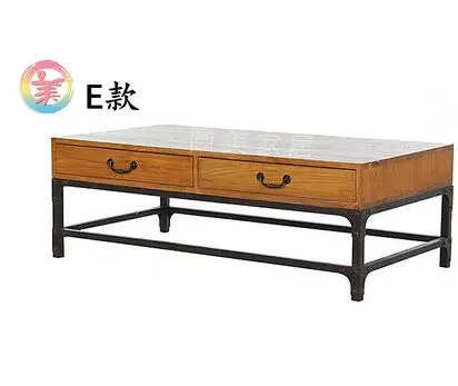 American retro solid wood coffee table tea table simple industrial wind loft movable double living room storage tea table .