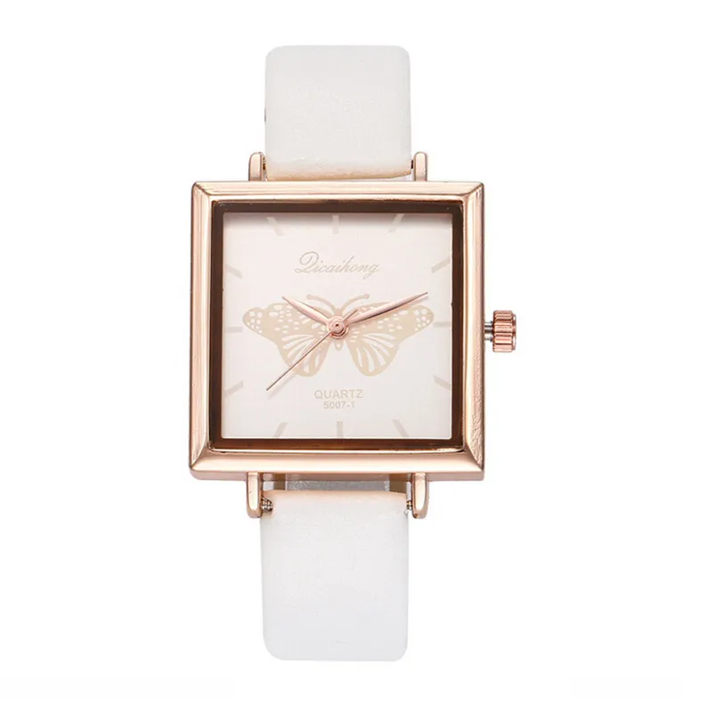 NEW Women's watches casual watches Square Watch leather Cartoon Butterfly Dial Quartz Watch Wrist Watch Relogio Masculino Y19 (3)