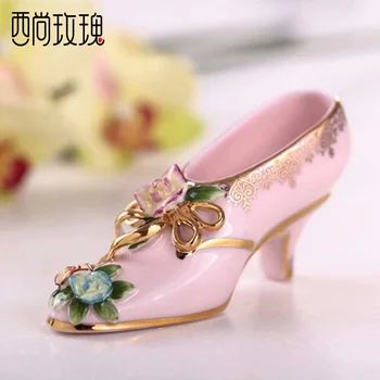 

rose ceramics artware A Cinderella Story of crystal shoes Ornaments decoration Creative gifts fairy crystal figurines