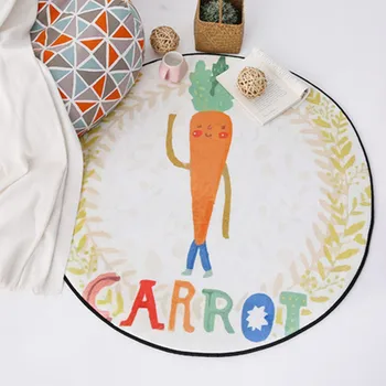 

Home Entrance Round Rugs Vegetables Carrot pattern Carpets for Living Room Cute Carpet Kids Room computer chair Decorate Mat Rug