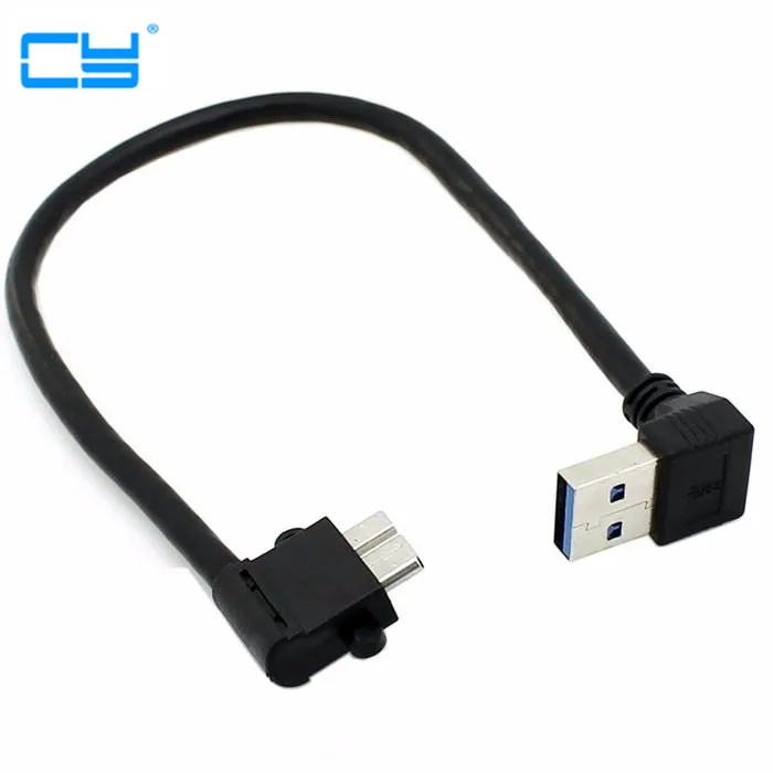 Черный Угловой 90 градусов USB 3 0 Микро 10Pin правый угловой кабель 20 см для жесткого