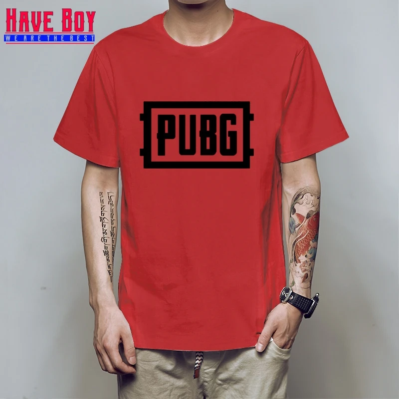 PUBG/игрок UNKNOWN'S BATTLEGROUNDS футболка подарок для фанатов игры мальчик друг подарок короткий рукав PUBG футболка S Горячая игра концепция HB166 - Цвет: red black