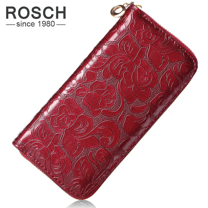 2016 New Fashion Women Wallets PU Leather Red Wallet Zipper Clutch Purse Ms floral zipper Long Purse 4 Colors Lady Change Purse