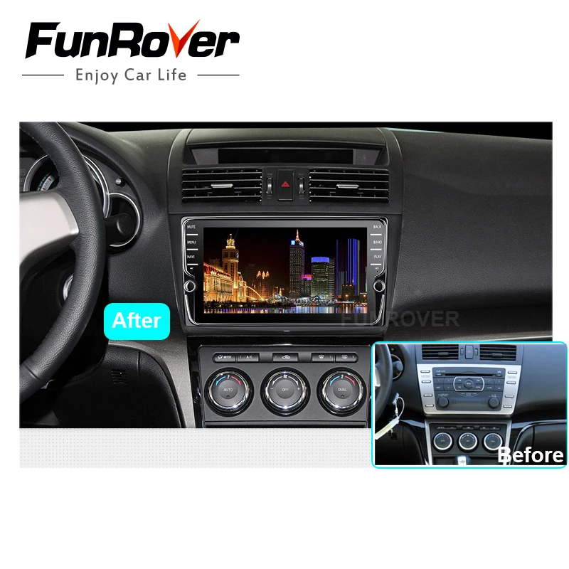 Cheap Funrover IPS 8" Android 8.0 2 din car dvd gps For Mazda 6 mazda6 2008 2009 2010 2011-15 Autoradio Glonass tape recorder usb WIFI 1