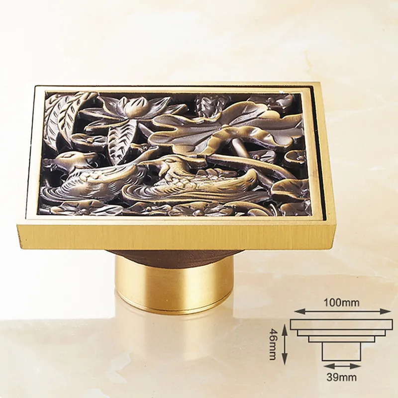 square shower drain cover,bathroom floor drain,carved ancient bronze