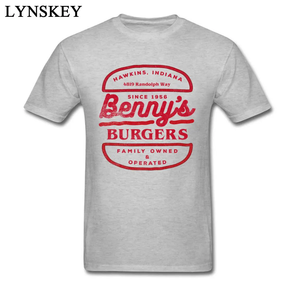 Fashion Printing Tops T Shirt Short Sleeve for Men 100% Cotton Summer/Fall Round Collar T Shirt Custom Tee-Shirt Bennys Burgers Bennys Burgers grey