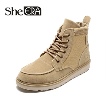 

Winter Men Shoes 2018 New Lace-up High Solid Black Brown Simple Style Non-slip Fashion Trend Flats Rubber Shoe Hot Sale She ERA
