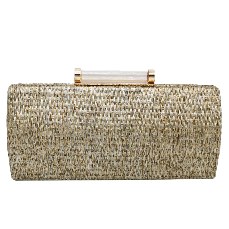 

NEW-Clutch Female Straw Pillow Weave Clutch Bag Fashion with Chain Luxury Handbags Women Bags Main Femme