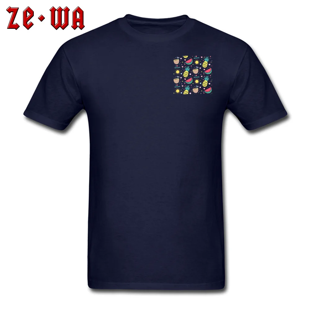High Street футболки мужские синие Топы ананас арбуз Тройники красочные летние для