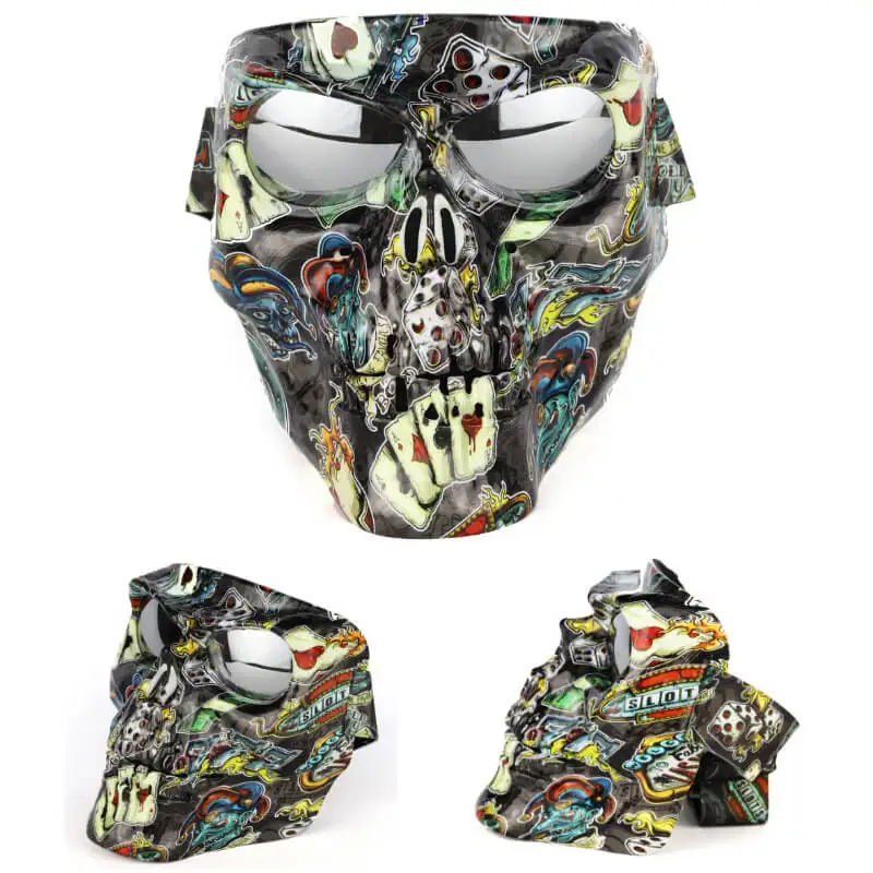 Máscara de Óculos de Proteção Esportes ao ar Óculos de Equitação da Motocicleta Off-road à Prova de Vento Diabo Tático Livre Rosto Escudo Máscara Boca 22 Da Motocicleta Off-road À Prova de Vento Rosto Escudo Máscara Boca