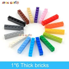 40 adet DIY yapı taşları kalın rakamlar tuğla 1x6 nokta eğitim yaratıcı boyutu lego ile uyumlu plastik oyuncaklar çocuklar için
