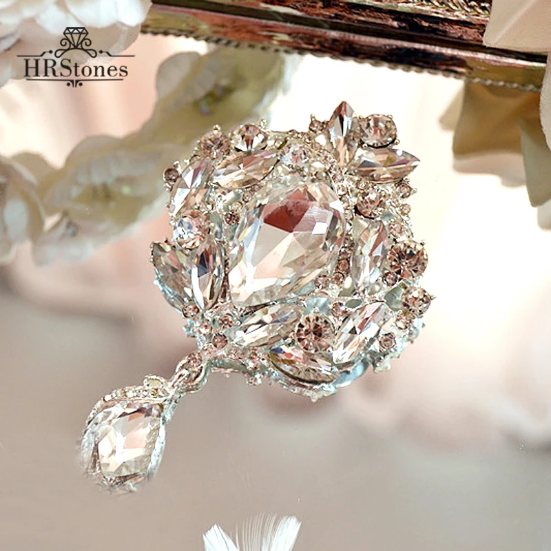 

Wedding Dress Ultra Gorgeous Water Drop Rhinestones Brooch Pendant Dance Dress Rhinestones Applique