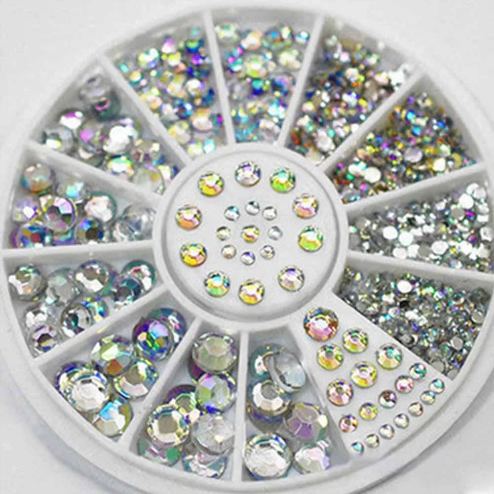 

Wheel Box Nail Art Rhinestones Glitter Diamond Gems 3D Nail DIY Manicure Tool Nail Art Decoration