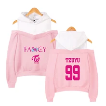 Twice Fancy розовые толстовки женские летние Harajuku с открытыми плечами модная толстовка, худи в Корейском стиле женская одежда Kawaii Kpop