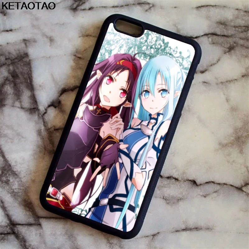 KETAOTAO Sword Art Online чехлы для телефонов iPhone 4S 5C 5S 6 6S 7 8 Plus X Samsung S6 NOTE чехол Мягкий ТПУ