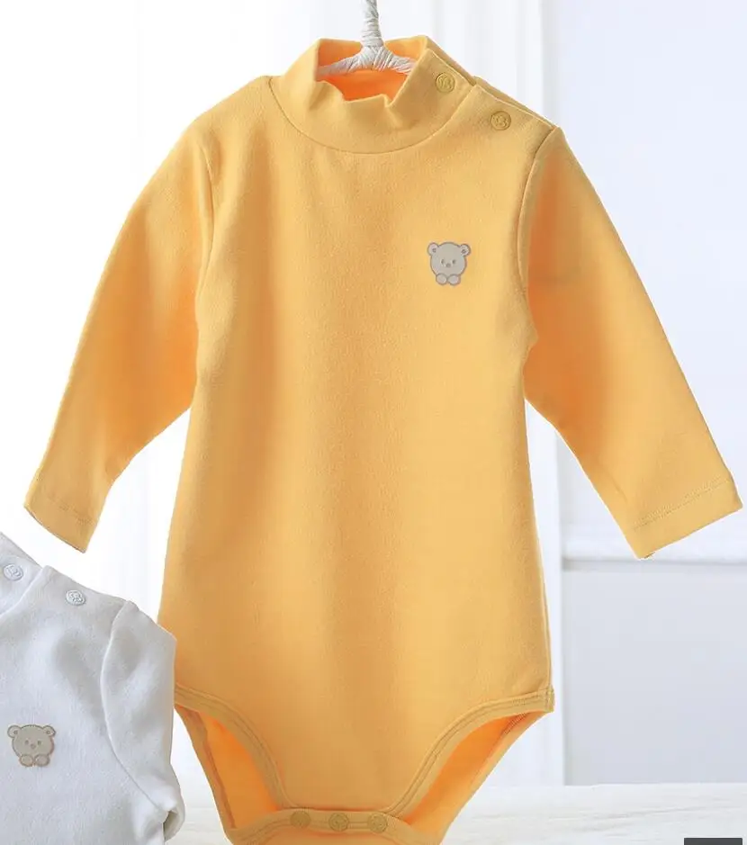 Одежда для малышей; комбинезон; комбинезоны для малышей; одежда для малышей; боди для мальчиков и девочек; одежда для детей с высоким воротником; сезон осень-зима - Цвет: yellow 1