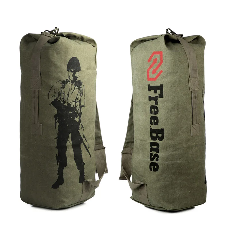 Günstige Männer Reisetasche Armee Grün Eimer Taschen Militär Rucksack Leinwand Rucksäcke Große Duffle Männer Schulter Taschen Angeln Tasche XA820C